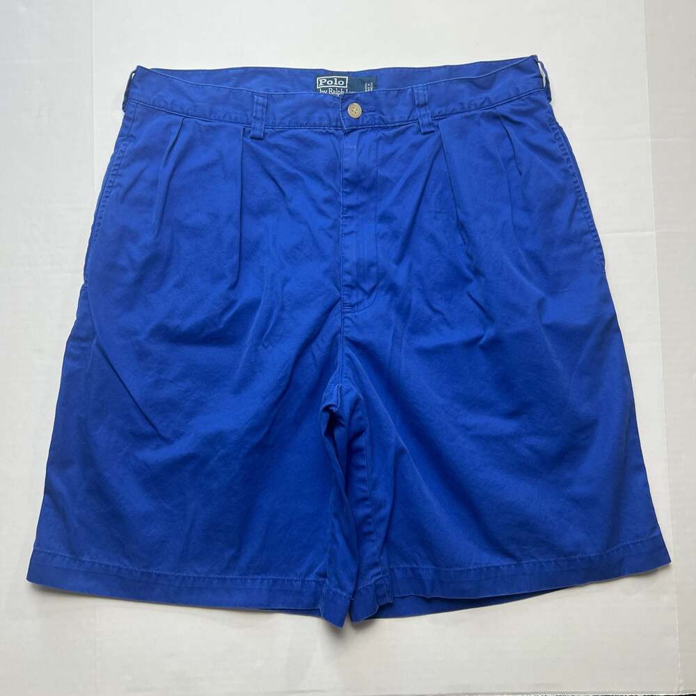 Polo by Ralph Lauren Tyler Short Men's Blue Pleated Cotton Chino Shorts Size 34